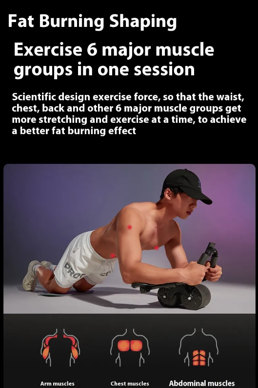 Automatic Rebound Abdominal Wheel — Assisted Core Roller with Knee Pad