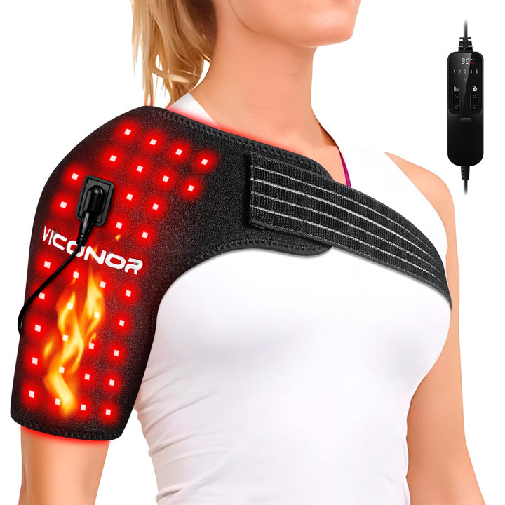 Red Light Therapy Shoulder，Shoulder Heating PadInfrared Light Therapy for BodyShoulder Brace，660nm&amp;850nm Red Light Heated Shoulder Wrap