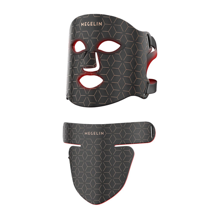 MEGELIN Led Red Light Therapy Face &amp; Neck Mask 7 Colors Led Light Therapy Facial Mask Infrared Red Light Therapy Mask Infrared Light Skin Rejuvenation(Black)